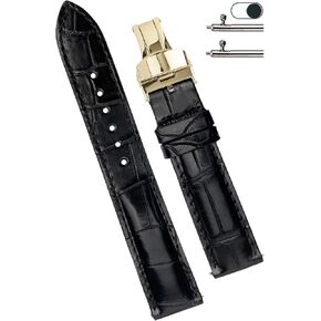 18mm Black Alligator Belly Leather Watch Band Gold Deployment Clasp Men Quick Release Crocodile Exotic Replacement Wristwatch Strap Premium Handmade DH-01D-G-18MM in Kuwait