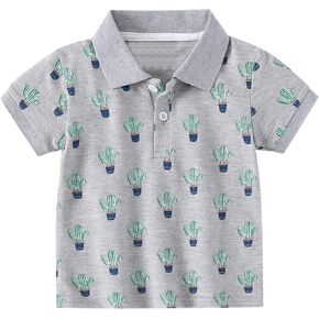 Toddler Baby Girl Boys Polo Shirts Funny Dinosaur Graphic Print Outfits Kids Boy Cotton Short Sleeve Tops T-Shirts