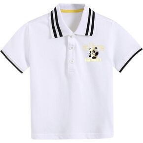 Toddler Kids Short Sleeve Polo Shirt Girls Boys Football Panda Cartoon Prints Tops Soft T Shirt Youth Soccer Shirts