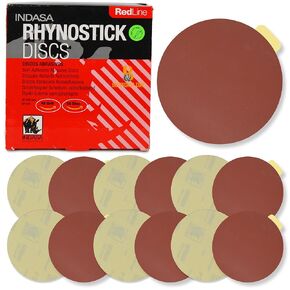 6" Rhynostick 100 PCS 180 Grit PSA Sanding Discs – Premium Aluminum Oxide, Anti-Clog – Ideal for Automotive, Woodworking – Aluminum Oxide + Lubricant Coating
