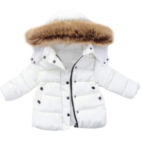 6M-5Y Child Kids Thermal Padded Parka Solid Color Hooded Zipper Outerwear Coats Warm Puffer Jacket Down Clothes (Red, 4-5 Years)