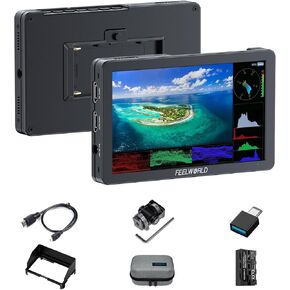 FEELWORLD 6 Inch Video Camera Field Monitor,4k HDMI Aluminium DSLR Monitor with F550 Battery and Carrying Bag, 3D LUT, Focus Assist, Histogram for Film Production T6