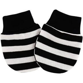 Newborn Baby No Scratch Mittens, Adjustable Infant Gloves, Black and White Stripes