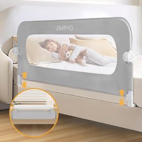 Bed Rail for Toddlers,Swing Down Kids Bed Rails Guard for Twin,Full,Queen,King,Bunk Size Bed,Extral Tall Child Bed Rail Guard with Reinforced Anchor Safety System(Grey, 32inch)