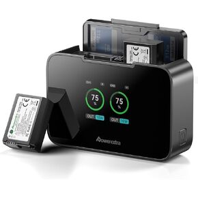 Powerextra NP-FW50 Battery and Fast Dual Charger with SD Card Slots - 20W PD Fast Charging for Sony ZV-E10, Alpha a6500, a6300, a7s, a7, a7s ii, a7r, a7ii, Power Hub for Cameras