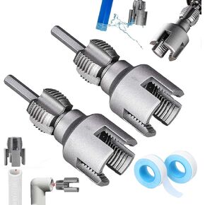 Integrated Internal & External Pipe Threading Tool, Pipe Thread Cutting Tool, 1/2'' and 3/4'' Electric Drill Compatible 2 in 1 PVC Pipe Threader Kit, Water Pipe Threader kit
