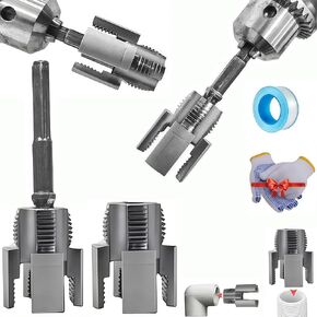 2025 Integrated Internal & External Pipe Threading Tool, Electric Drill Compatible Pvc Pipe Threader Kit, 3/4'' Internal External Rethreading Maker (1/2")