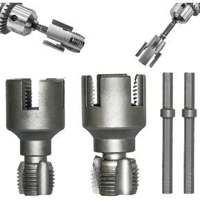 Pipe Thread Cutting Tool, Electric Drill Compatible Pvc Pipe Threader Kit, Thread Trimming and Angle Bolt Repair Tool, Garden Hose Thread Die, 1/2", 3/4" (A+B)