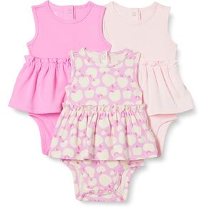 Amazon Essentials Baby Girls' Sleeveless Bodysuit Dress, Pack of 3