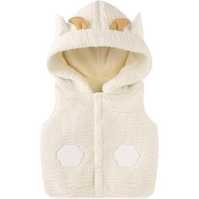 Infant Boys Girls Thicken Fleece Vest Cute Hood Sleeveless Jacket Windproof Warm Coat Outerwear