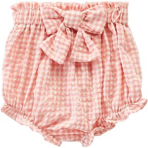 Toddler Baby Girls Plaid Bloomers High Waist Ruffle Bow Tie Diaper Cover Loose Harem Shorts