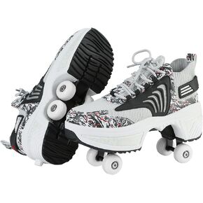 Four-Wheel Skate Shoes, Roller Skates and Sneakers are Unisex and Retractable for Outdoor Use, Suitable for Both Children and Adults