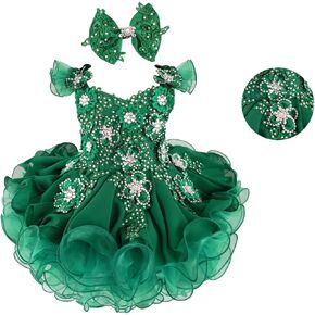Jenniferwu Baby Girl Pageant Dress Handmade Beaded Dresses Toddler Pageant Girl's Princess Dress