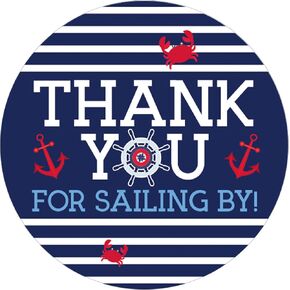 Ahoy Its a Boy Baby Shower Thank You Stickers - 40 Labels, Nautical Themed Envelope Seals, Thanks You for Sailing by Party Favors, Shower Decorations