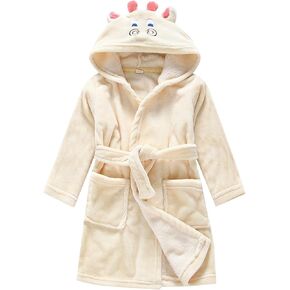 Toddler Kids Cartoon Hooded Plush 𝐑obe Animal 𝐏ajamas Boys Girls Fleece Bath𝐫obe Long Sleeve (Yellow, 12-18 Months)