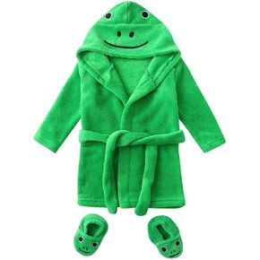 Infant Baby Flannel Animal Hoodie Bathrobes Outwear Footwear Boys Infant Outfits Winter Warm Cute Top Dress Short Set