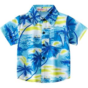 Toddler Cool Summer Polo Shirt Girls Short Sleeve Hawaiian Style Prints Tops with Pocket Boys Sports Athletic Outfits
