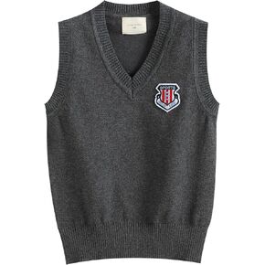 Happy Cherry Kids' Ribbed Knited Pullover Vest V Neck School Uniform Sweater Vest