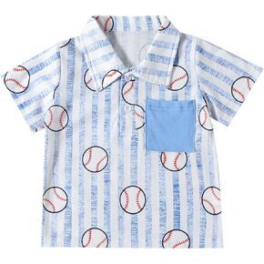 Toddler Baby Boys Girls Polo Shirts Baseball Graphic Printed Short Sleeve T-Shirts Boys Casual Clothes Summer Tops