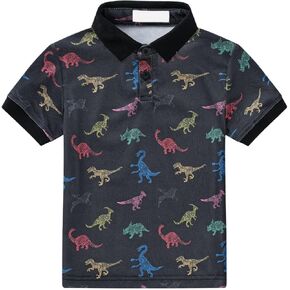 Boys Performance Polo Shirt Short Sleeve Hawaiian Beach Shirts Cute Tops for Kids Dinosaur Tees Toddler Summer Clothes
