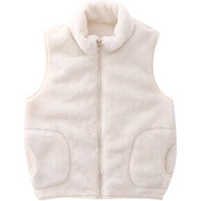 Toddler Kids Boys Girls Warm Fleece Vest, Sweater Solid Color Zipper Sleeveless Jacket for Toddler Kids