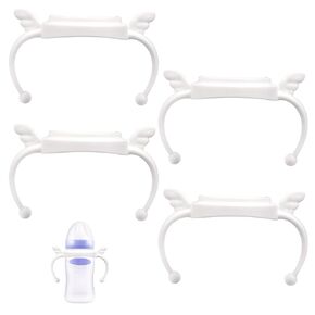 4pcs Baby Bottle Handles for Lansinoh Bottles, Ergonomic Bottle Holders Compatible with Lansinoh 5oz and 8oz Feeding Bottles for Newborns, BPA-Free (White)