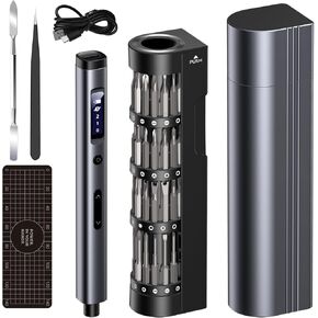Rechargeable Mini Electric Screwdriver Set, 66 in 1 Precision Screwdriver with LCD Display, 3-Level Torque, Rotatable Rack, Magnetic Bits & LED Light for Phone Laptop Watch Camera Repair