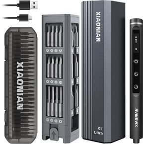 3.7V Rechargeable Mini Electric Screwdriver Set,76 IN 1 Magnetic Bits 0.5 N.m Precision Cordless Electric Screwdriver with LED Display & Light,5 Torque Settings for Laptop Phone Camera Watch Repair