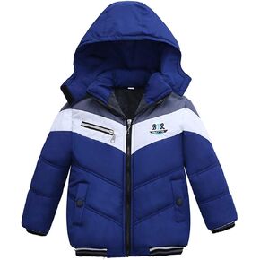 Toddler Baby Boys Down Puffer Jacket Fu𝐫 Collar Hood Thick Warm Windproof Winter Snowsuit Coat Ski Jacket with Hood