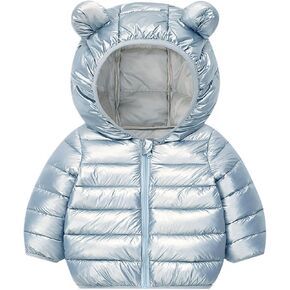 BILIKEYU Little Boys Girls Lightweight Puffer Jacket Zip up Thicken Warm Winter Hooded Outerwear Coats for Kids