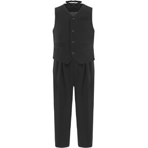 Choomomo Boys Vest Suit 3 Piece Formal Wedding Tuxedo Set for Kids Toddler with Vest Pants and Bow Tie