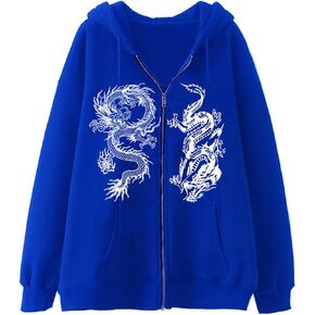 Womens Jackets Maternity Shirts Women Men Y2K Zip Up Oversized Hoodie Dragon Graphic Emo Grunge Alt Baggy Fleece Jacket 90s Punk Streetwear Tops