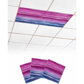 Fluorescent Light Covers for Drop Ceiling Blue Purple Gradient Stripe Magnetic Light Filters, Abstract Geometric Art Ceiling Shade Filters for Home Classroom Office,2x4 ft,4Packs