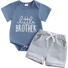 MERSARIPHY Newborn Baby Boy Summer Clothes Mama's Boy Little Dude Short Sleeve Romper Shorts Set Infant Waffle Knit Outfit