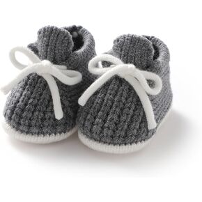 LAWKUL Baby Booties Knit Newborn Shoes Cozy First Walkers Infant Toddler Boots for Boy Girls 0-3 Months