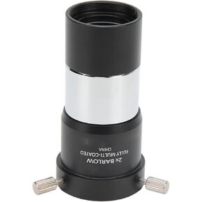 2X Barlow Lens, Barlow Lens 2X Easy Installation Aluminium Alloy Optical Glass Telescope Barlow Lens for Telescope Eyepiece