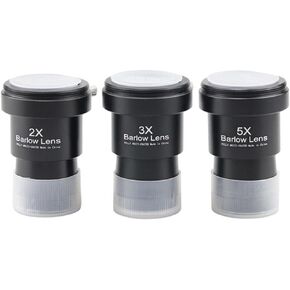 3 Pieces 1.25 inch Astronomical Telescope Barlow Lens 2X 3X 5X Eyepiece Lens Telescope Eyepiece Kit