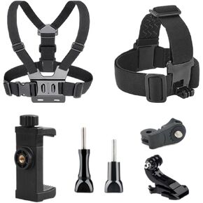 Chest Mount Harness | Action Camera Holder Kit with J Hook | Comfortable Phone Mount Strap | Ideal for Running, Swimming, Hiking, Outdoor Adventures, Hands- Phone for Action Cameras