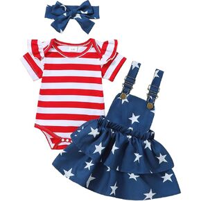 Baby Girl 4th Of July Outfit Newborn Fourth Of July Romper Skirt Set Independence Day Clothes