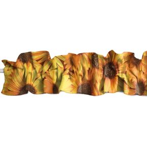 Cotton Sunflowers Print Sleeve Topper Window Valance Top Bottom Ruffle Home Décor Bedroom Nursery Kitchen Window (58" Wide x 5" Tall, Sunflowers Allover)