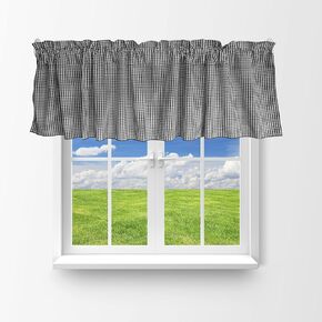 Poly Cotton 1/8th Inch Gingham Checkered Window Valance Home Décor Bedroom Nursery Kitchen Window (58" Wide x 20" Long, Black)