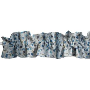 Cotton Small Flowers Allover Print Sleeve Topper Window Valance Top Bottom Ruffle Home Décor Bedroom Nursery Kitchen Window (58" Wide x 5" Tall, Blue on White)