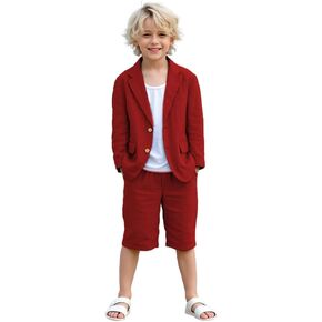 Boys Linen Suit Toddler Boy Summer Suit Kids Wedding Tuxedos Lightweight Boys Formal Wear