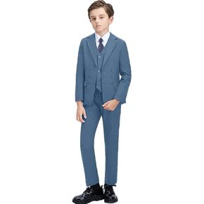 Boys Suit for Kids Tuxedo Suits with Double Breasted Suits 5 Pcs Blazer Vest Pants Shirt Tie for Wedding Formal Occasions