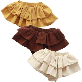 3PC Shorts Set Newborn Baby Girls Boy PP Pants Solid Floral Ruffle Cotton Bloomers Skirt Basic Washable Diaper Cover