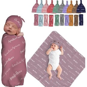 Personalized Baby Swaddle - Boy & Girl Blankets with Name, Newborn Swaddle Wrap