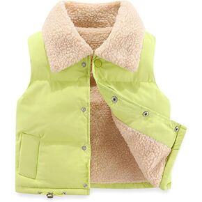 Little Boys Girls Fleece Vest Jacket Coat Button Fall Waistcoat Kids Warm Autumn Winter Sleeveless Outerwear Pockets