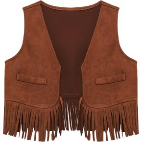 Baby Boys Girls Western Cowboys Waistcoat Suede Tassels Cowboy Vest for Halloween Carnival Theme Party