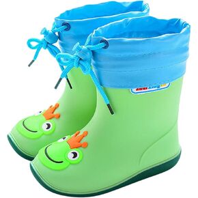 Kids Rain Boots for Girls Boys Waterproof Toddler Cute Cartoon Insulated Rubber boots with Adjustable Closure