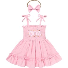 IMEKIS Baby Girl Strawberry One Birthday Outfit Boho Romper Dress Headband Summer Cake Smash Photo Shoot Clothes